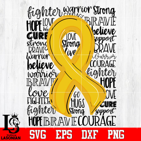 Awareness, Gold Ribbon Svg Dxf Eps Png file