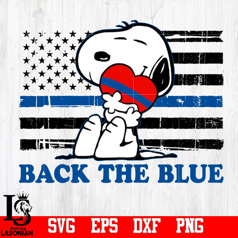 Back The Blue Snoopy Heart Red svg,eps,dxf,png file
