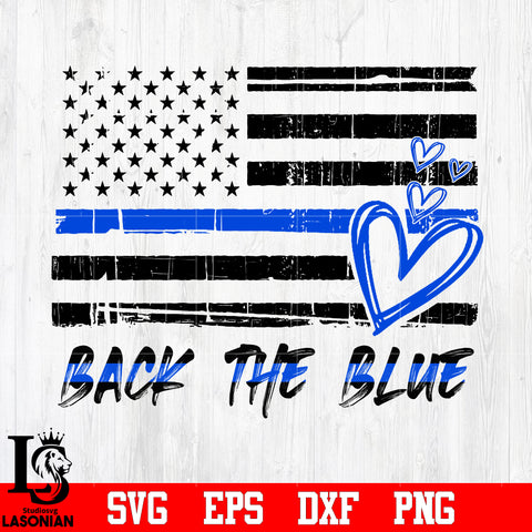Back The Blue, Flag, Heart Blue svg eps dxf png file