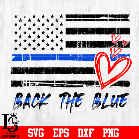 Back The Blue Flag, Heart svg eps dxf png file