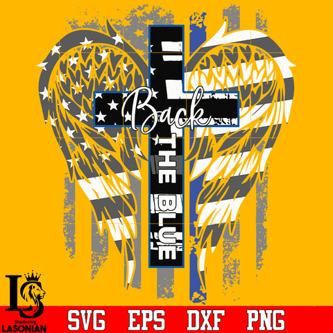 Back The Blue God Jesus Police Flag svg eps png dxf file