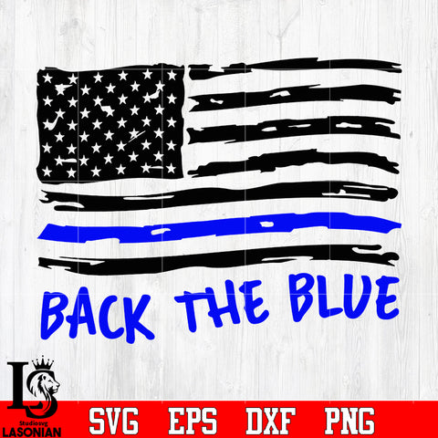 Back the blue police flag svg eps dxf png file
