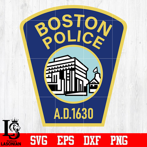 Badge Police Boston A D 1630 svg eps dxf png file