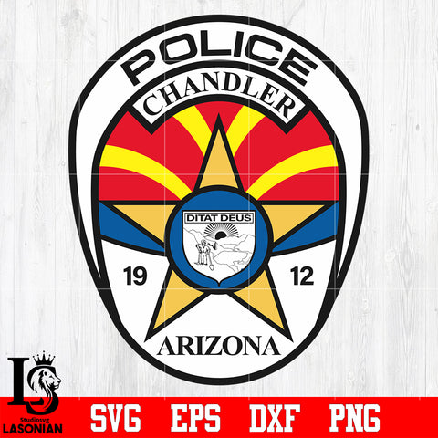 Badge Police Chandler 1912 Arizona svg eps dxf png file