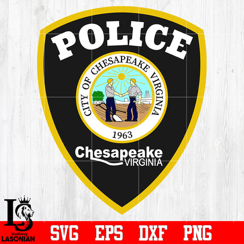 Badge Police City of Chesapeake Virgina 1963 svg eps dxf png file