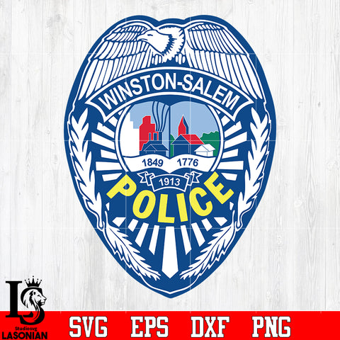 Badge Police Winston Salem 1849 1776 1913 svg eps png dxf file