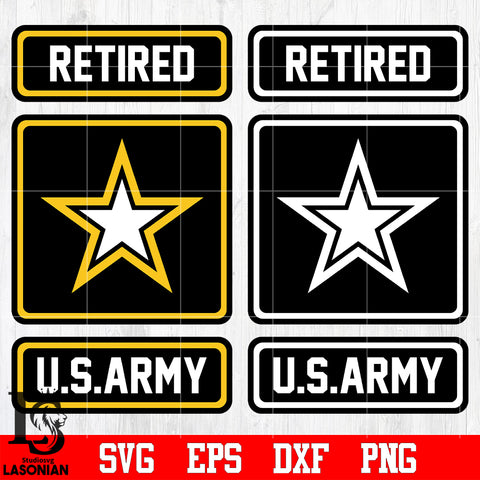 Badge Retired US Army Colorful,B&W svg eps dxf png file