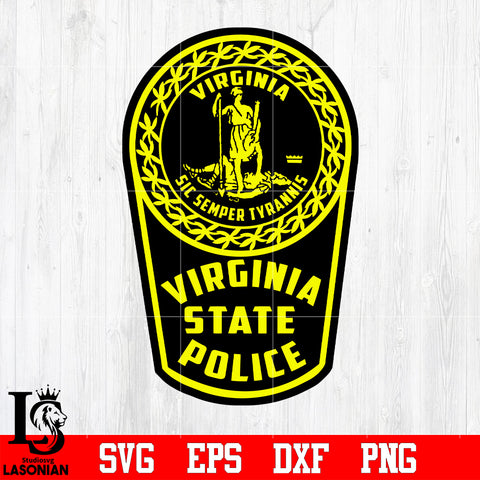 Badge Virgina sic semper tyrannis State Police svg eps dxf png file