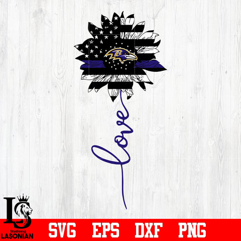Baltimore Ravens Love Sunflower svg eps dxf png file