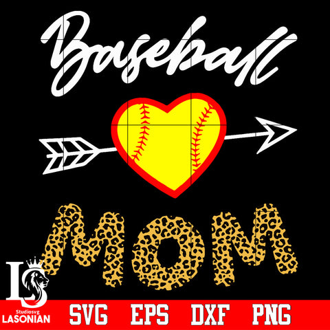 Baseball heart mom Svg Dxf Eps Png file