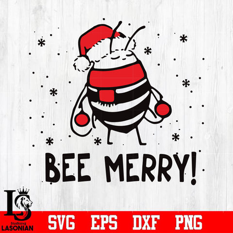 Bee merry svg, christmas svg, png, dxf, eps digital file