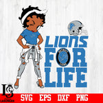 Betty Boop Detroit Lions For Life svg,eps,dxf,png file
