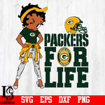 Betty Boop Green Bay Packers For Life svg,eps,dxf,png file