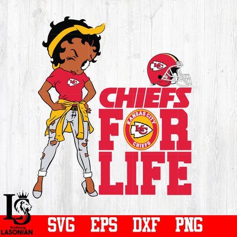 Betty Boop Kansas City Chiefs For Life svg,eps,dxf,png file