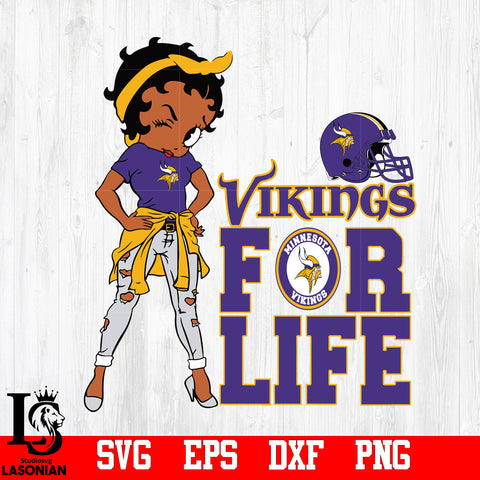 Betty Boop Minnesota Vikings For Life svg,eps,dxf,png file