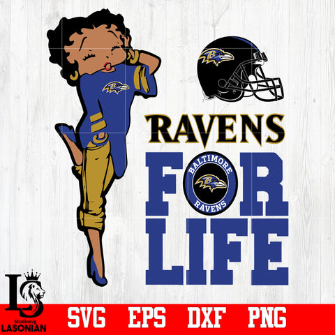 Betty Boop Ravens For Life 2 svg,eps,dxf,png file