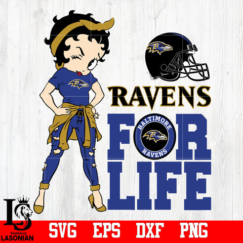 Betty Boop Ravens For Life svg,eps,dxf,png file