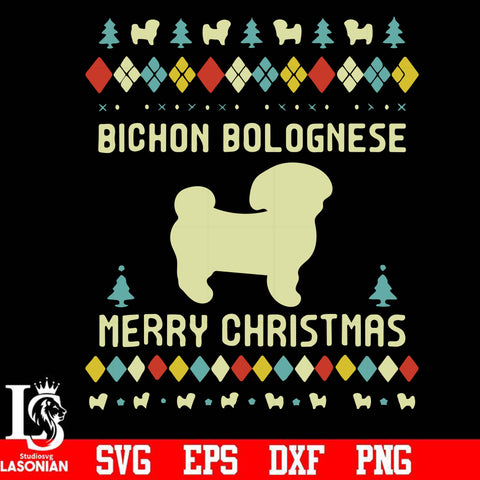 Bichon bolognese Merry Christmas svg, png, dxf, eps digital file