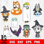 Bluey Dog Family Bundle, Halloween Witch Friends svg, halloween svg eps dxf png file