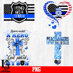 Bundle Back The Blue, Heart Police, Heaven needed, Blessed PNG file