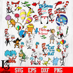 Bundle Dr Seuss,Thing 1 Thing 2,Dr Seuss Hat , Dr Seuss Birthday ,Seuss,Cat in the Hat ,Green Eggs and Ham Svg Dxf Eps Png file