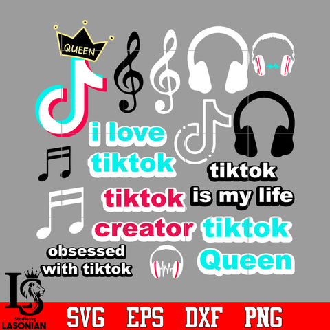 Bundle 12 Tiktok vector random svg eps dxf png file