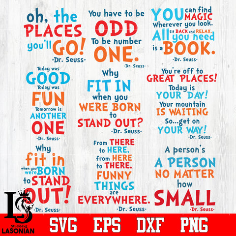 Bundle, Dr Seuss Sayings, Dr Seuss, Dr Seuss Vector, Dr Seuss Clipart, Why Fit In, Today Was Good Svg Dxf Eps Png file