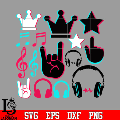 Bundle 6 Tiktok vector random svg eps dxf png file