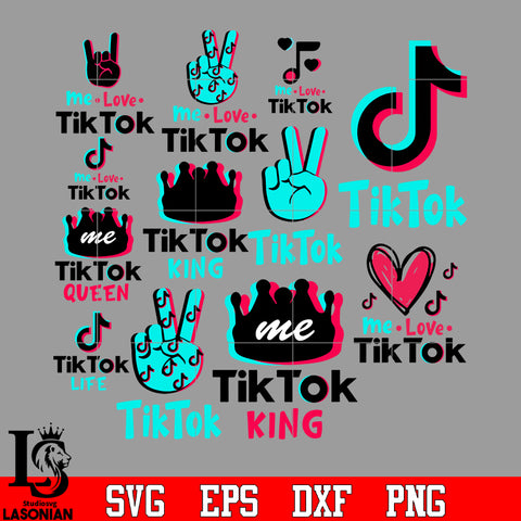 Bundle 8 Tiktok vector random svg eps dxf png file