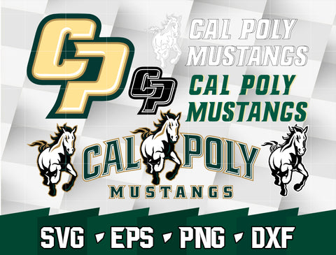 Bundle Logo Cal Poly Mustangs svg eps dxf png file