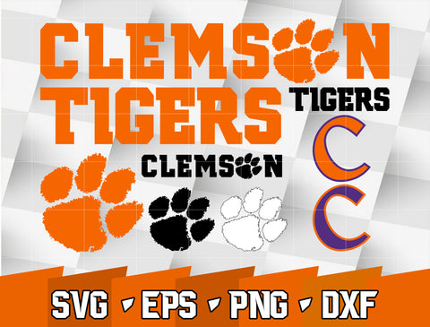 Bundle Logo Clemson Tigers svg eps dxf png file