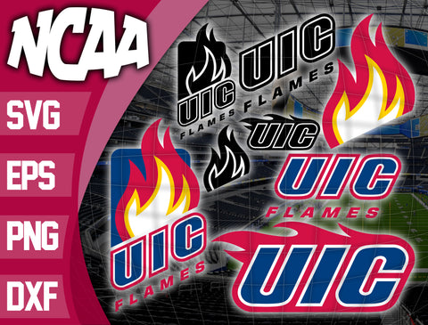 Bundle Logo Illinois-Chicago Flames svg eps dxf png file