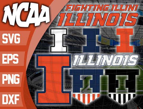 Bundle Logo Illinois Fighting Illini svg eps dxf png file