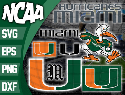 Bundle Logo Miami Hurricanes svg eps dxf png file