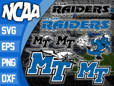 Bundle Logo Middle Tennessee Blue Raiders svg eps dxf png file