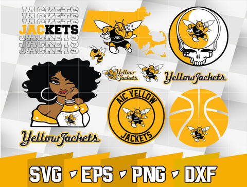 Bundle NCAA Random Vector AIC Yellow Jackets svg eps dxf png file