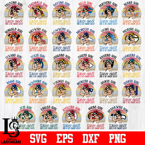 Bundle NFL Girl Classy Sassy and a bit smart assy NFL Svg Dxf Eps Png file