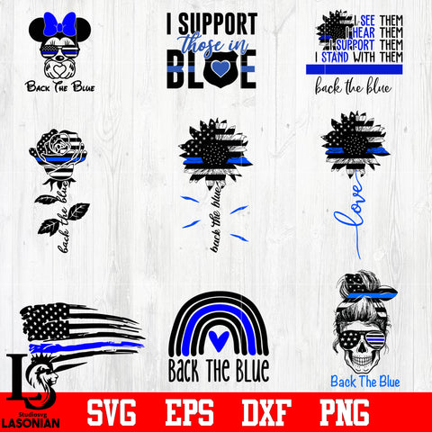 Bundle Police, Mickey, Back The Blue,Rose,Sunflower svg eps dxf png file