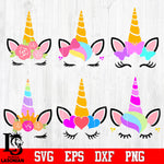 Bundle Unicorn face 6 Pack 6 Svg Dxf Eps Png file