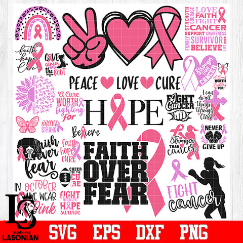 Bundle cancer 2 svg,Breast Cancer Awareness Ribbon, Quote svg eps dxf png file