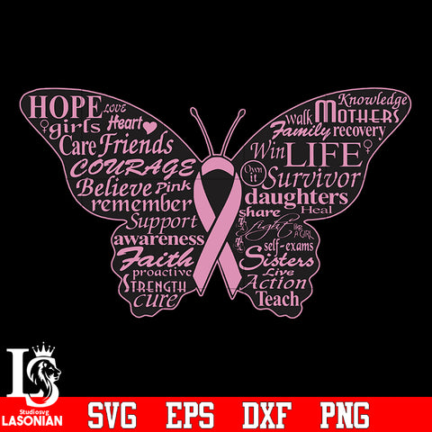 Butterfly breast cancer awareness quotes svg eps dxf png file