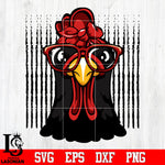 Chicken With Bandana Headband And Glasses Svg Dxf Eps Png file