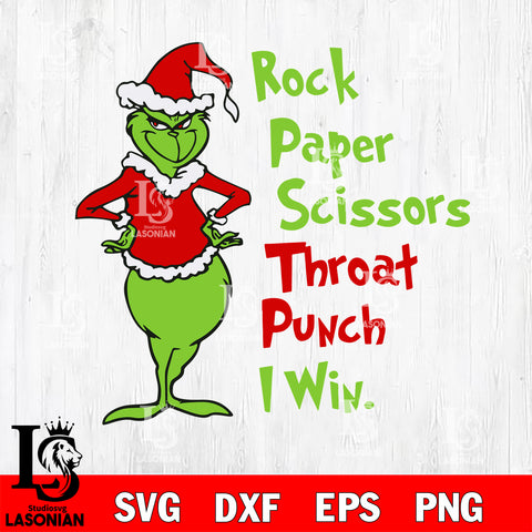 Rock Paper Scissors Throat Punch I Win.  svg eps dxf png file