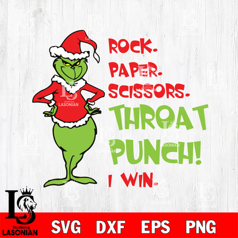 Grinch Rock.Paper.Scissor.Throat Punch! I win svg eps dxf png file