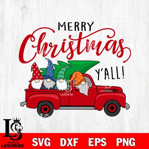 Merry christmas y'all jeep Gnome svg eps dxf png file, digital download