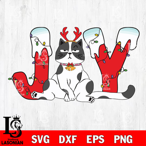 Cat joy christmas svg eps dxf png file , digital download