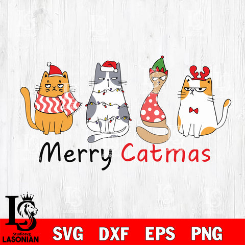 Merry catmas svg eps dxf png file , digital download