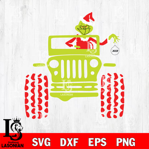 jeep grinch merry christmas svg eps dxf png file, digital download