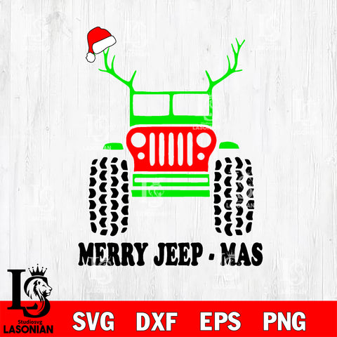 merry jeep mas svg eps dxf png file, digital download