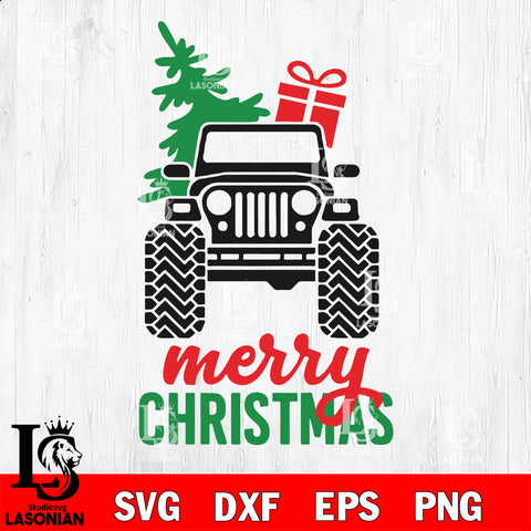 jeep merry christmas svg eps dxf png file, digital download